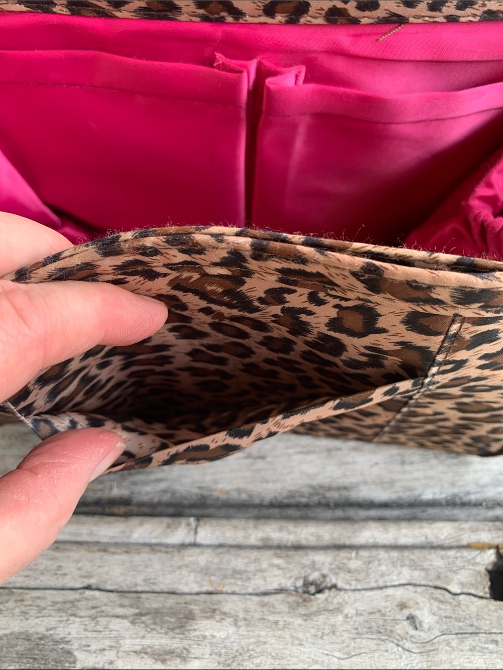 PurseN Leopard Print Cosmetic Organizer in Brown and Black with Gold Accents - Picture 11 of 14